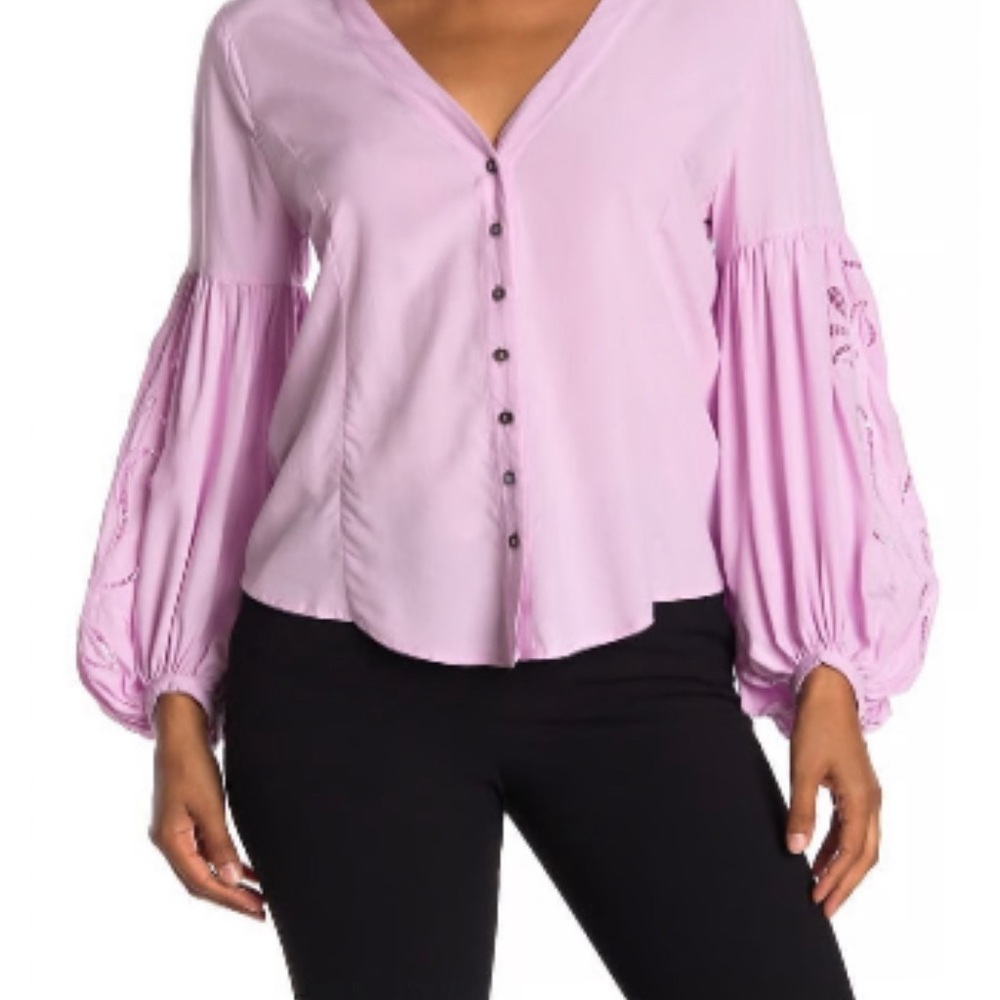 Laundry By Shelli Segal Embroidered Balloon Sleeve Blouse
Purple Women's Size S